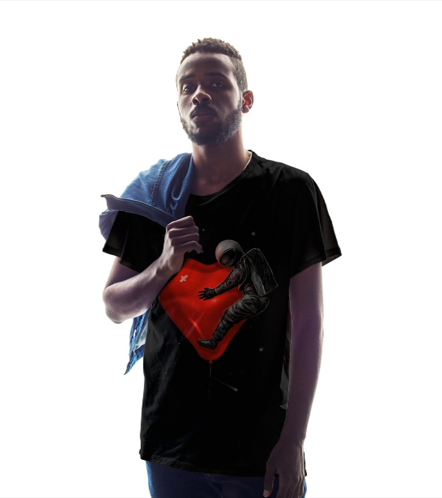 Space Astronaut Embraces Heart Balloon T-Shirt