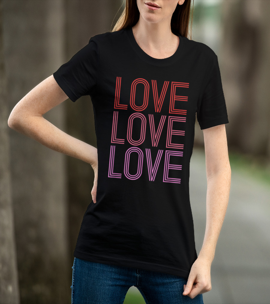 LOVE LOVE LOVE Bold Neon Typography T-Shirt