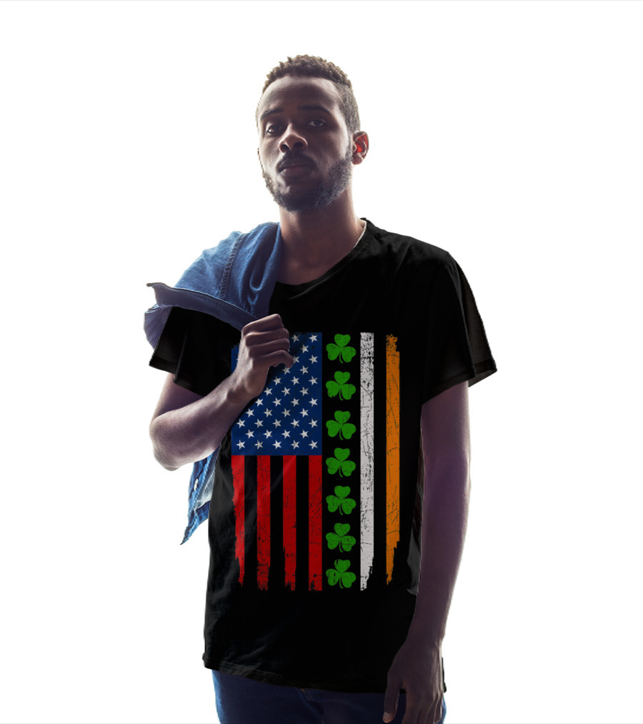 American Irish Flag With Shamrocks T-Shirt