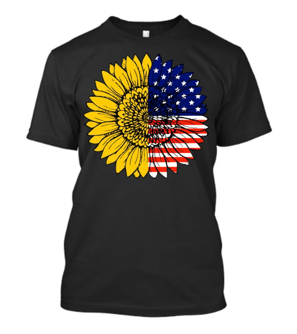 American Flag Sunflower Icon License T-Shirt