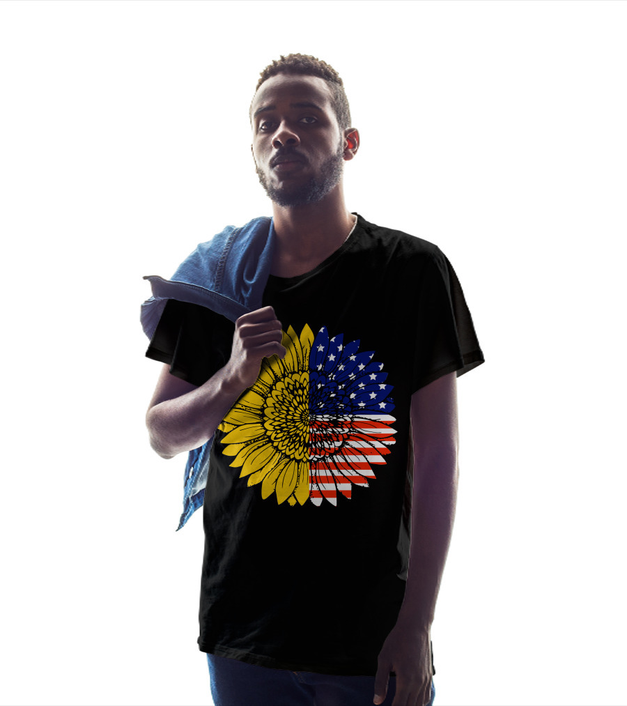 American Flag Sunflower Icon License T-Shirt