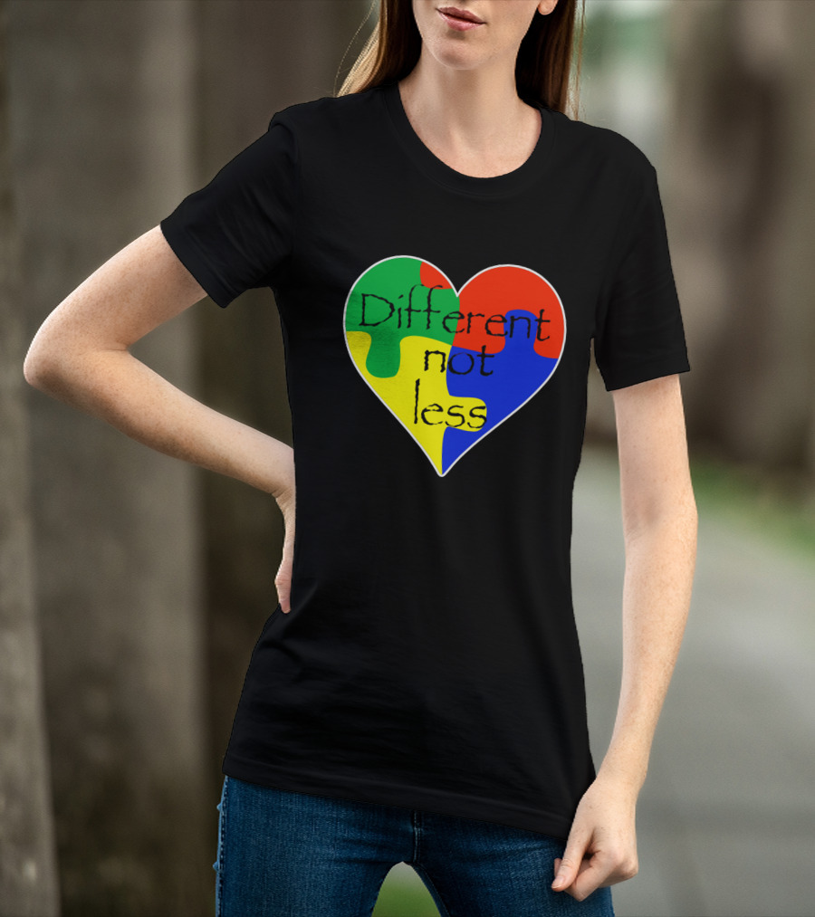 Different Not Less Heart Puzzle Autism Awareness T-Shirt