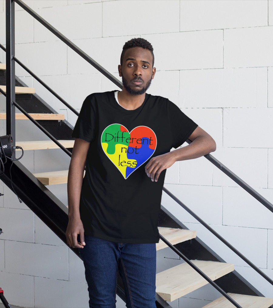 Different Not Less Heart Puzzle Autism Awareness T-Shirt