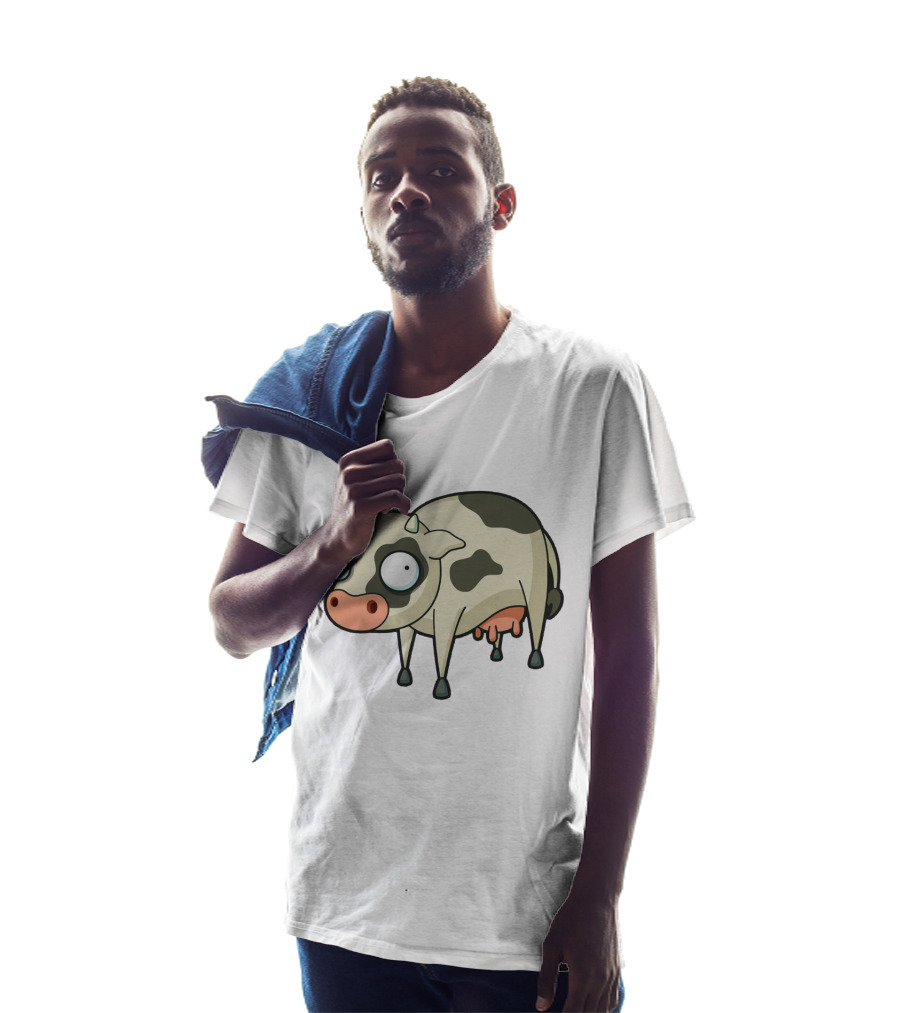 Quirky Cartoon Cow With Wide Eyes T-Shirt