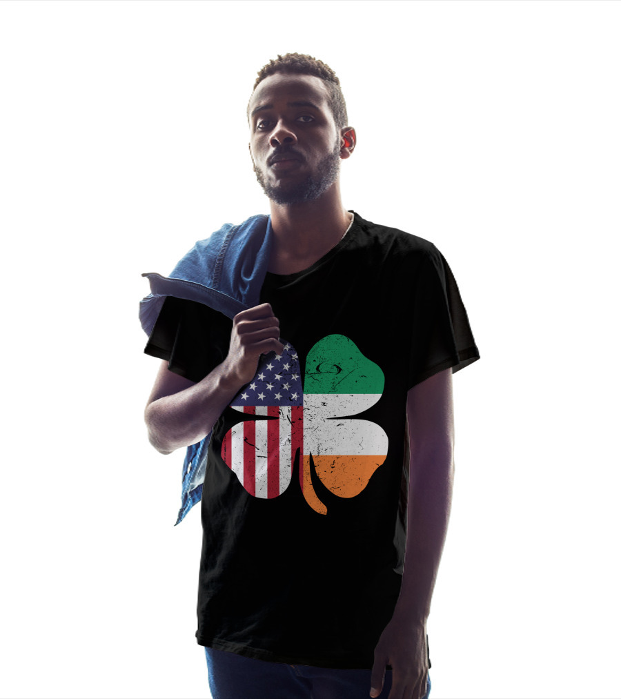 Ireland Flag And American Flag Shamrock T-Shirt