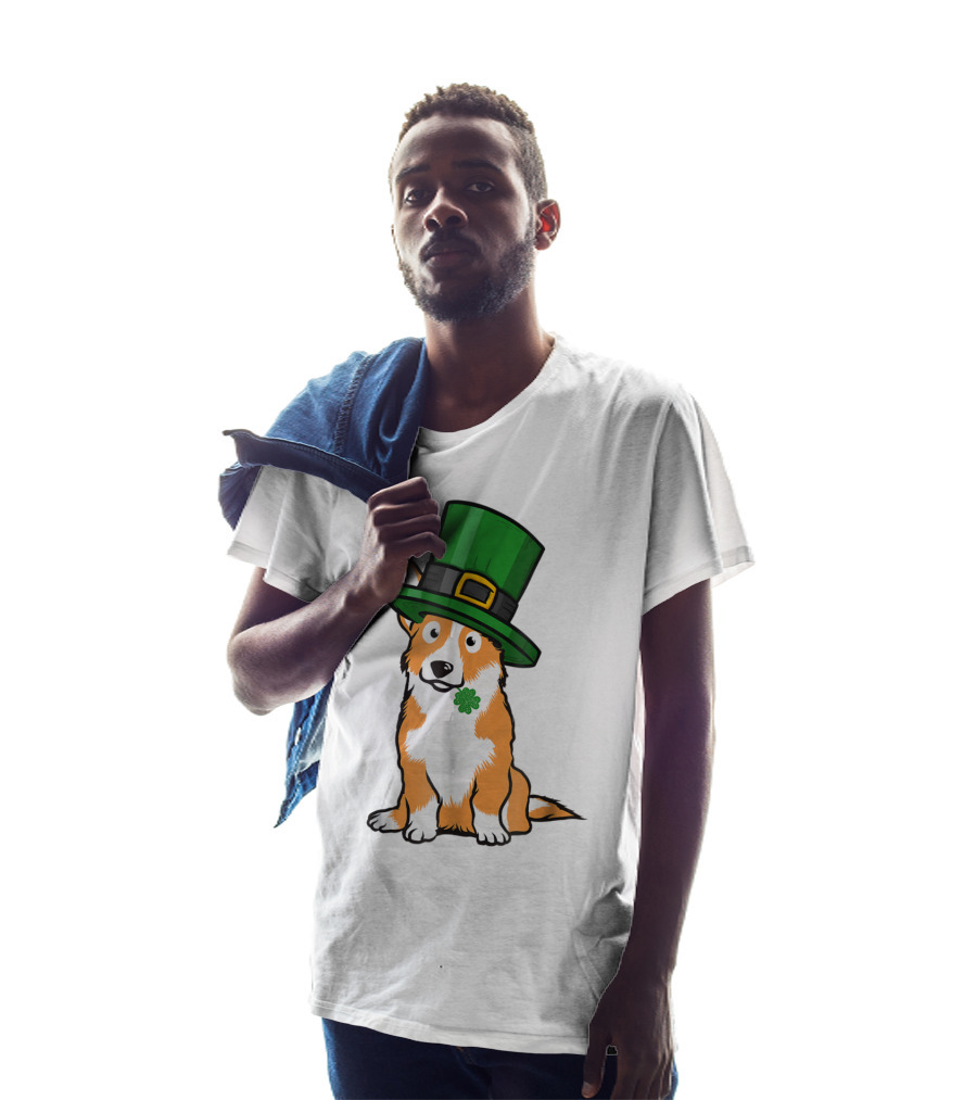 Lucky Corgi Dog St Patrick's Day Hat Shamrock T-Shirt