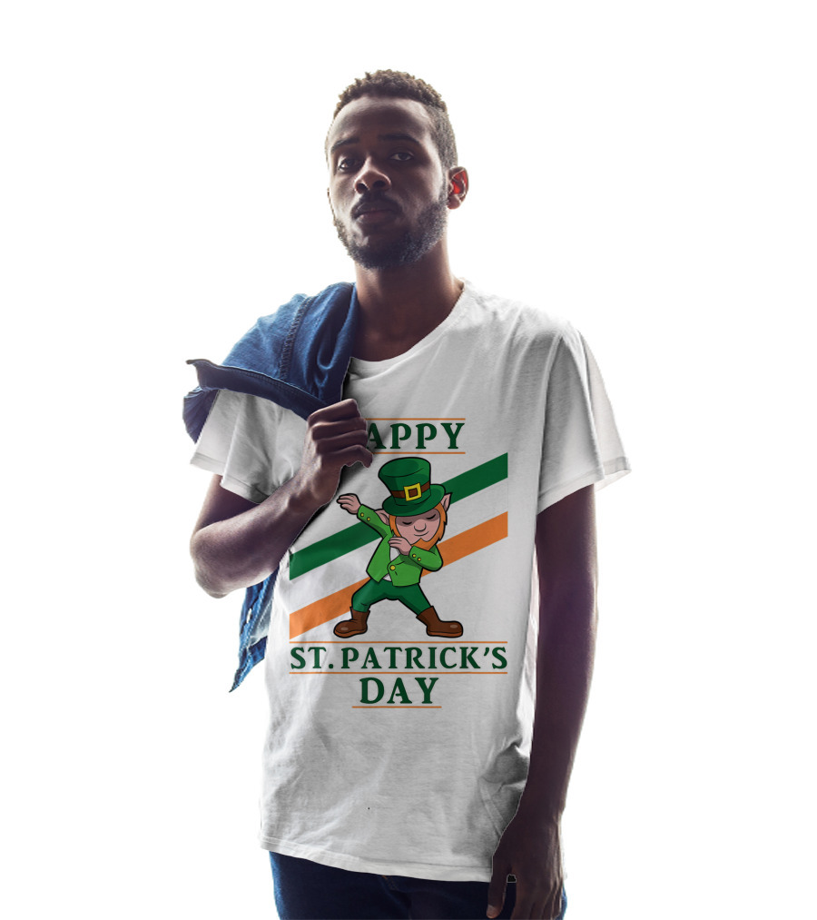Happy St. Patrick's Day Dabbing Leprechaun Irish Flag T-Shirt