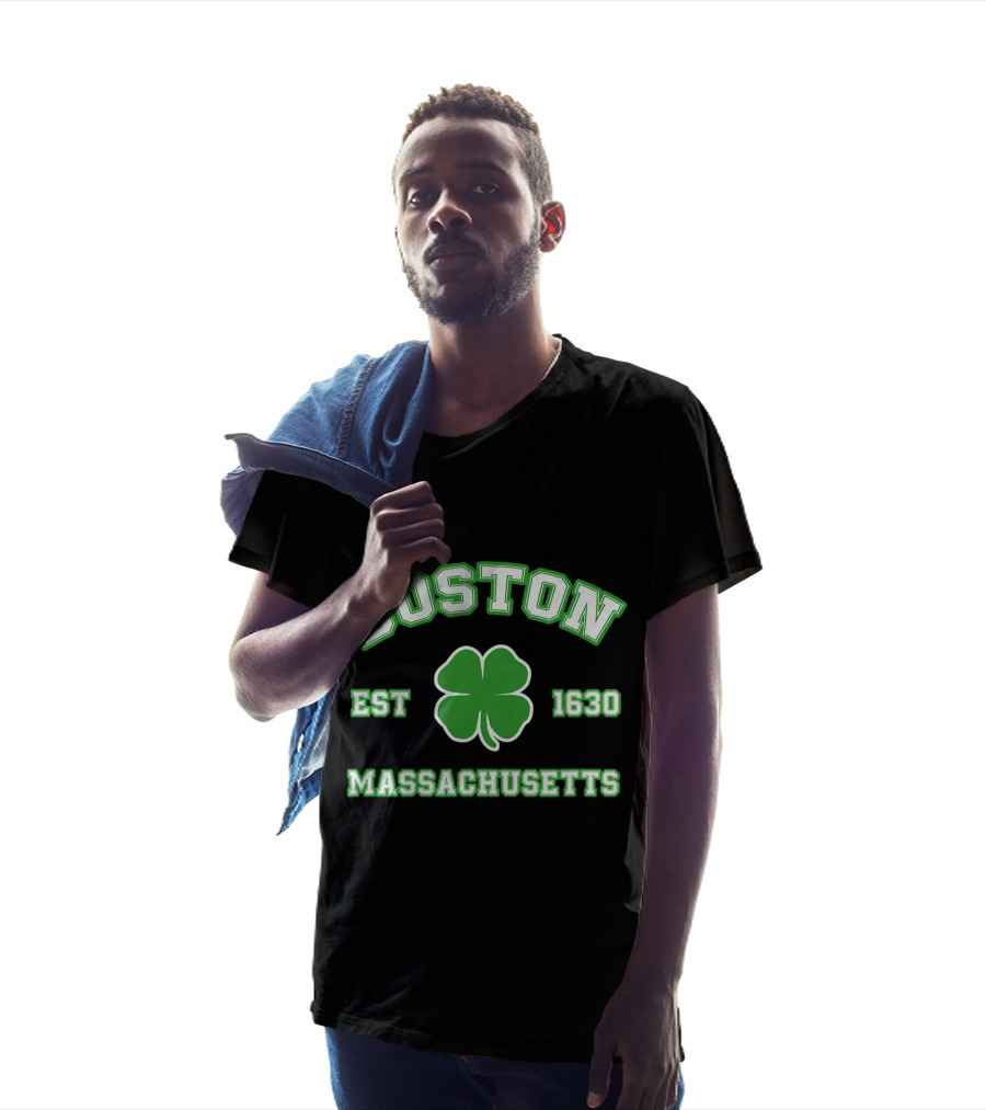 Boston Massachusetts Est 1630 Shamrock St. Patrick's Day Irish T-Shirt