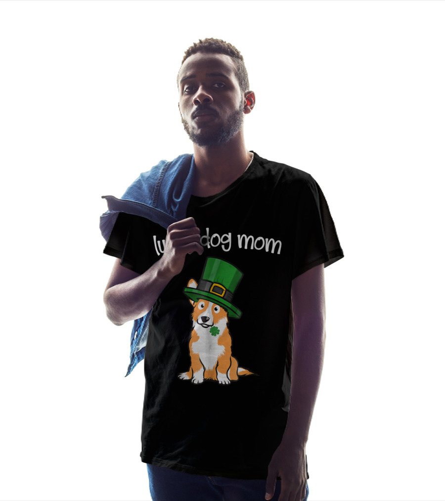 Lucky Dog Mom St Patricks Day Corgi T-Shirt