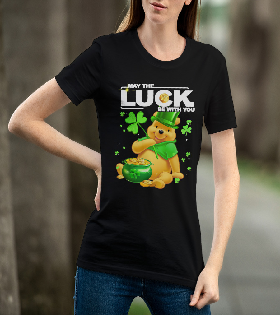 May The Luck Be With You Shamrock Pot Of Gold Bear T-Shirt