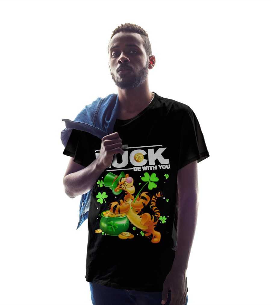 May The Luck Be With You Tigger With Pot Of Gold And Shamrocks T-Shirt