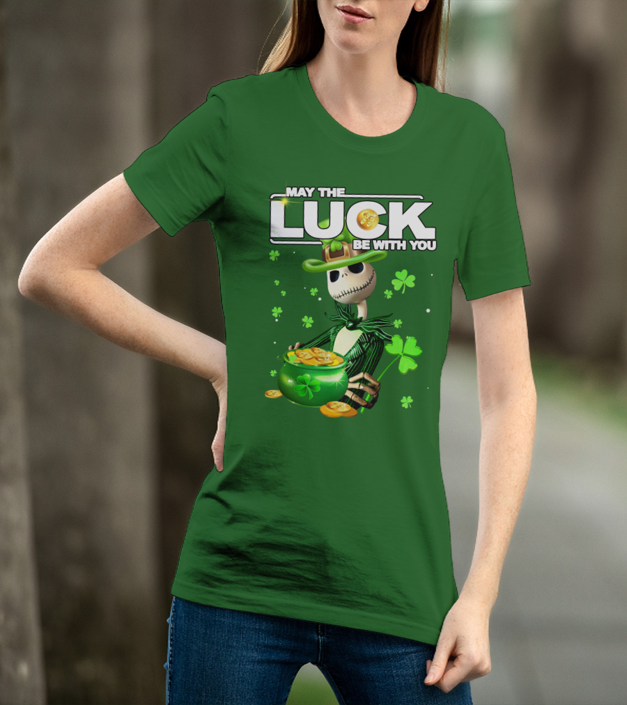 MAY THE LUCK BE WITH YOU St. Patrick's Day Jack Skellington Coin Pot T-Shirt