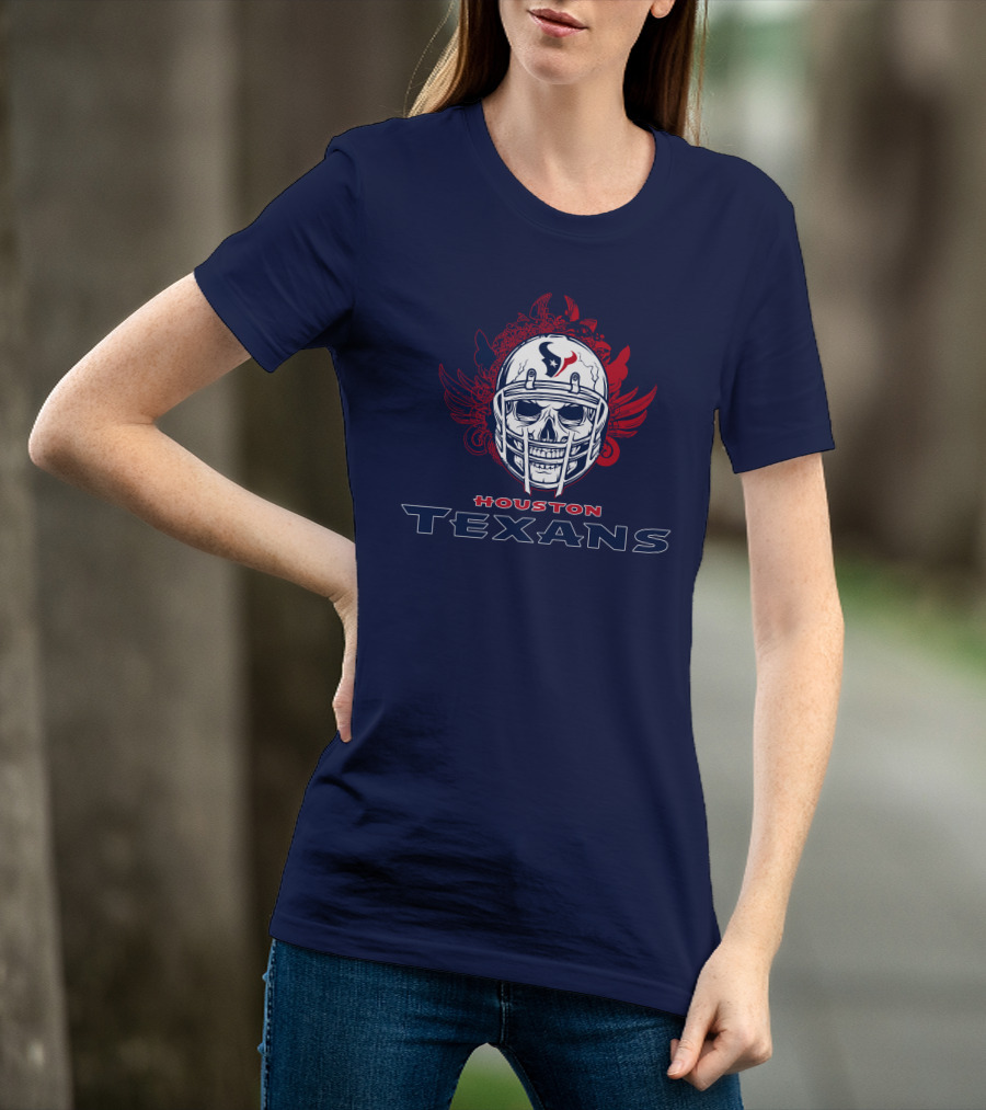 Houston Texans Skull Helmet Wings T-Shirt