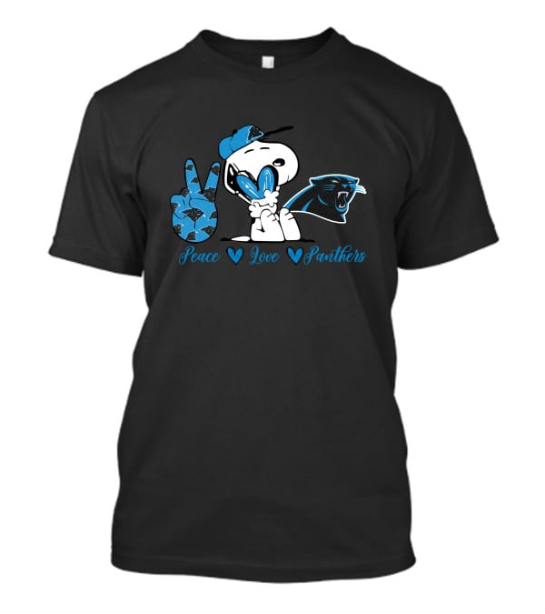 Peace Love Panthers Snoopy Carolina Panthers T-Shirt
