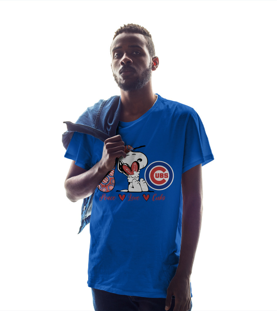 Peace Love Cubs Snoopy Chicago Cubs Baseball T-Shirt