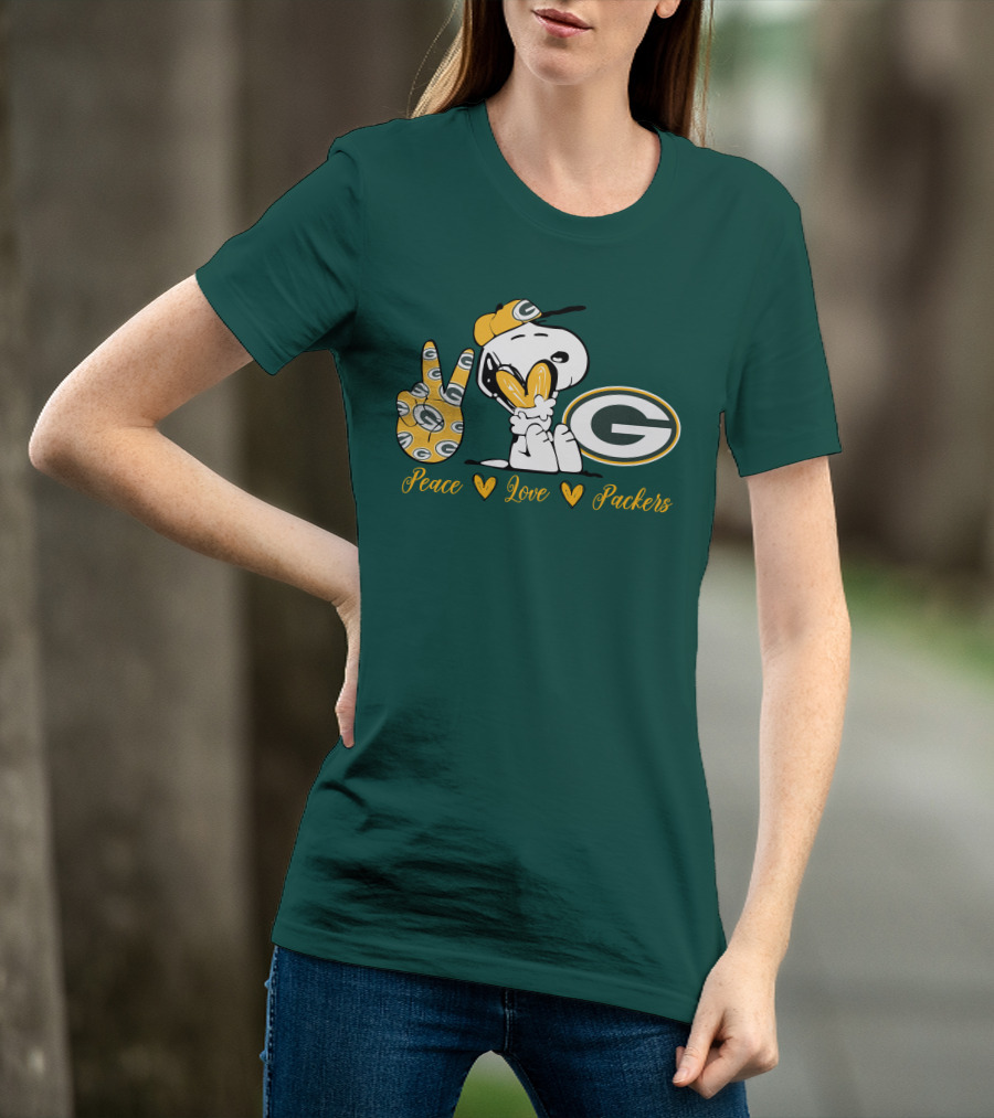 Peace Love Packers Snoopy Green Bay Packers T-Shirt