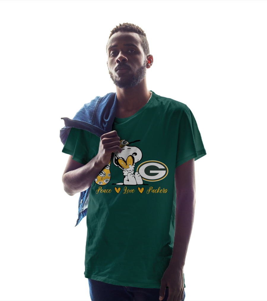 Peace Love Packers Snoopy Green Bay Packers T-Shirt