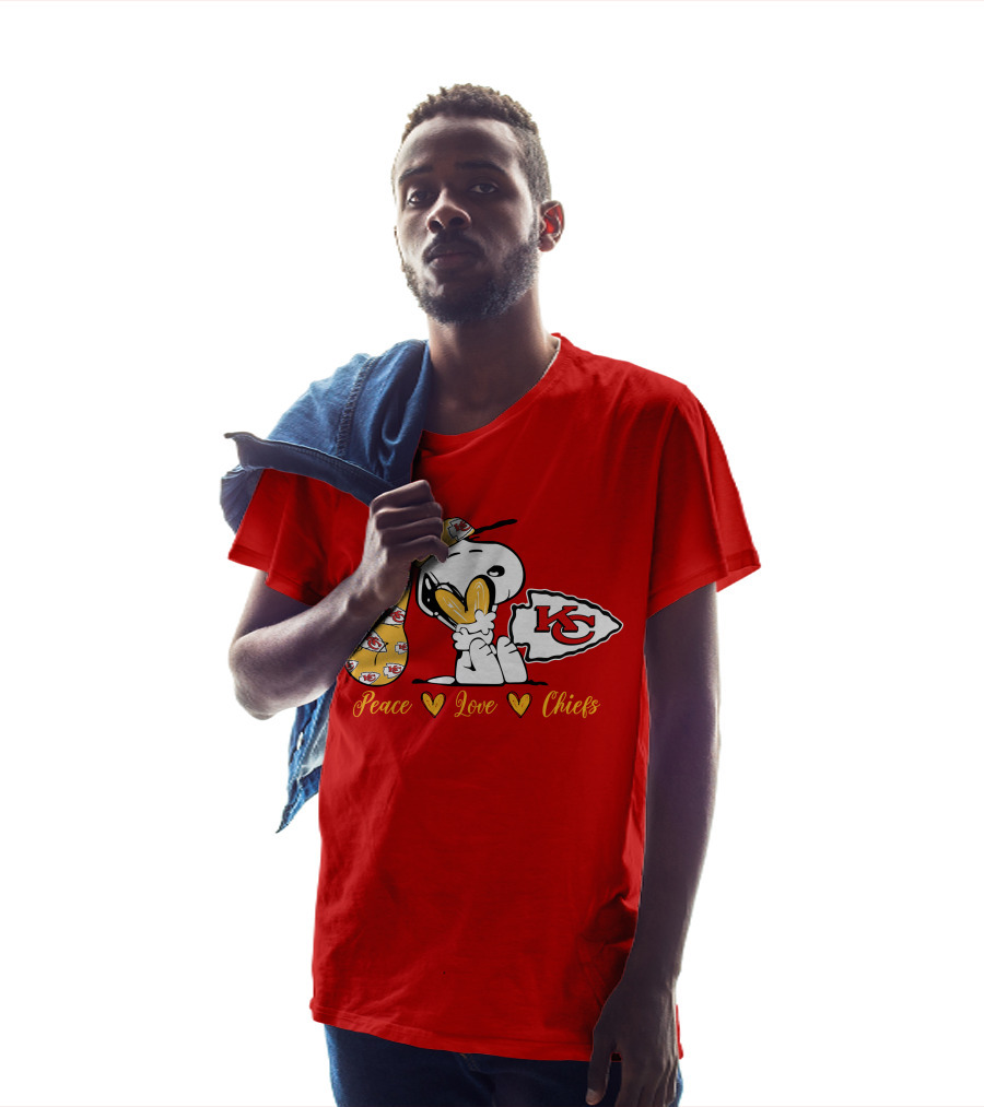Peace Love Kansas City Chiefs Snoopy Nfl Emojis T-Shirt