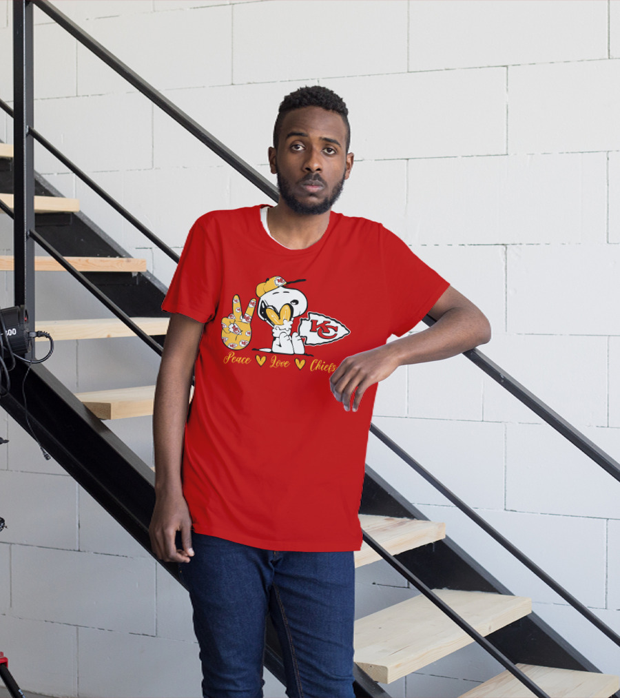 Peace Love Kansas City Chiefs Snoopy Nfl Emojis T-Shirt
