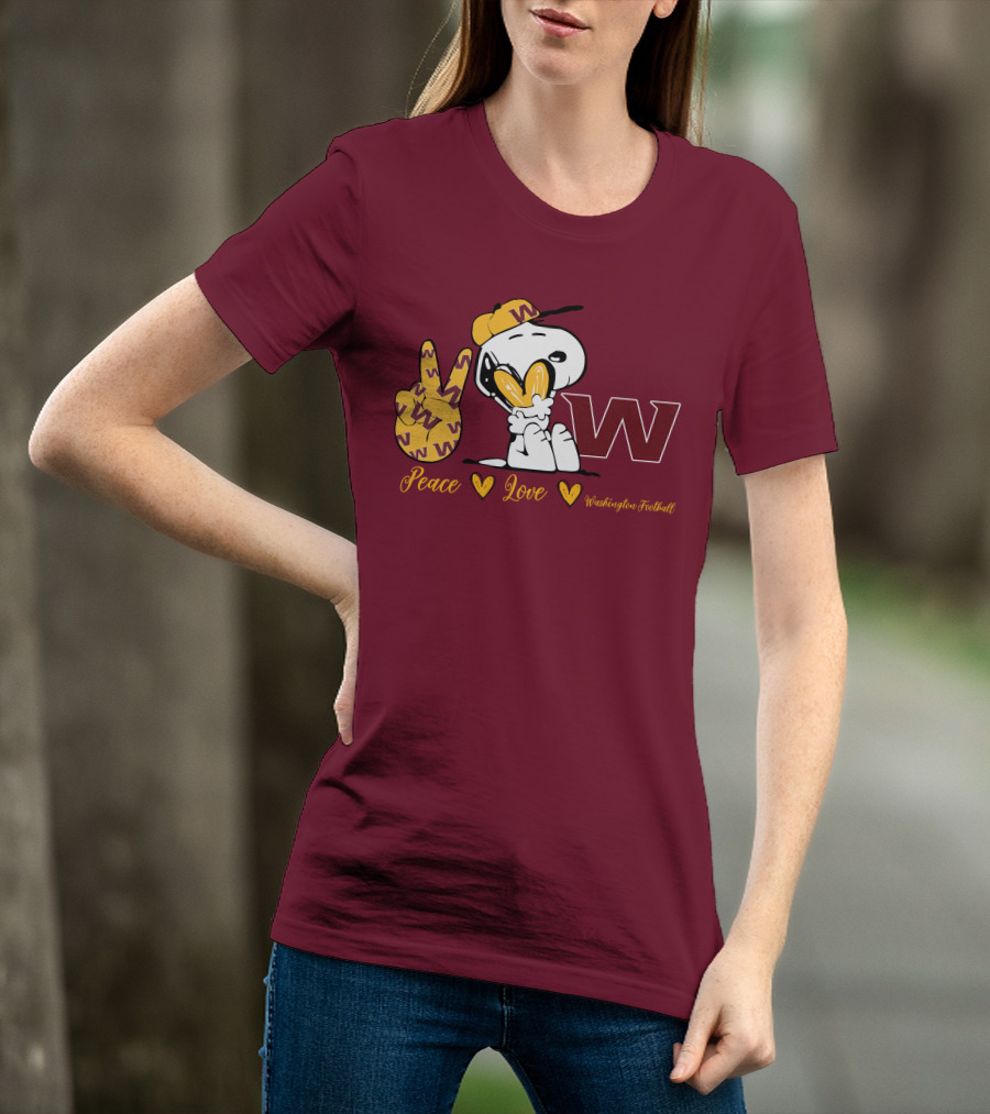 Peace Love Washington Football Snoopy W T-Shirt