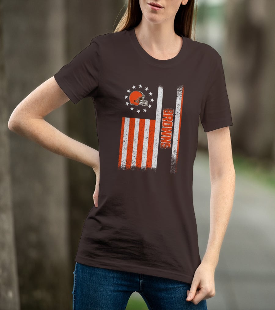 Cleveland Browns Flag Stars And Stripes Helmet Browns T-Shirt