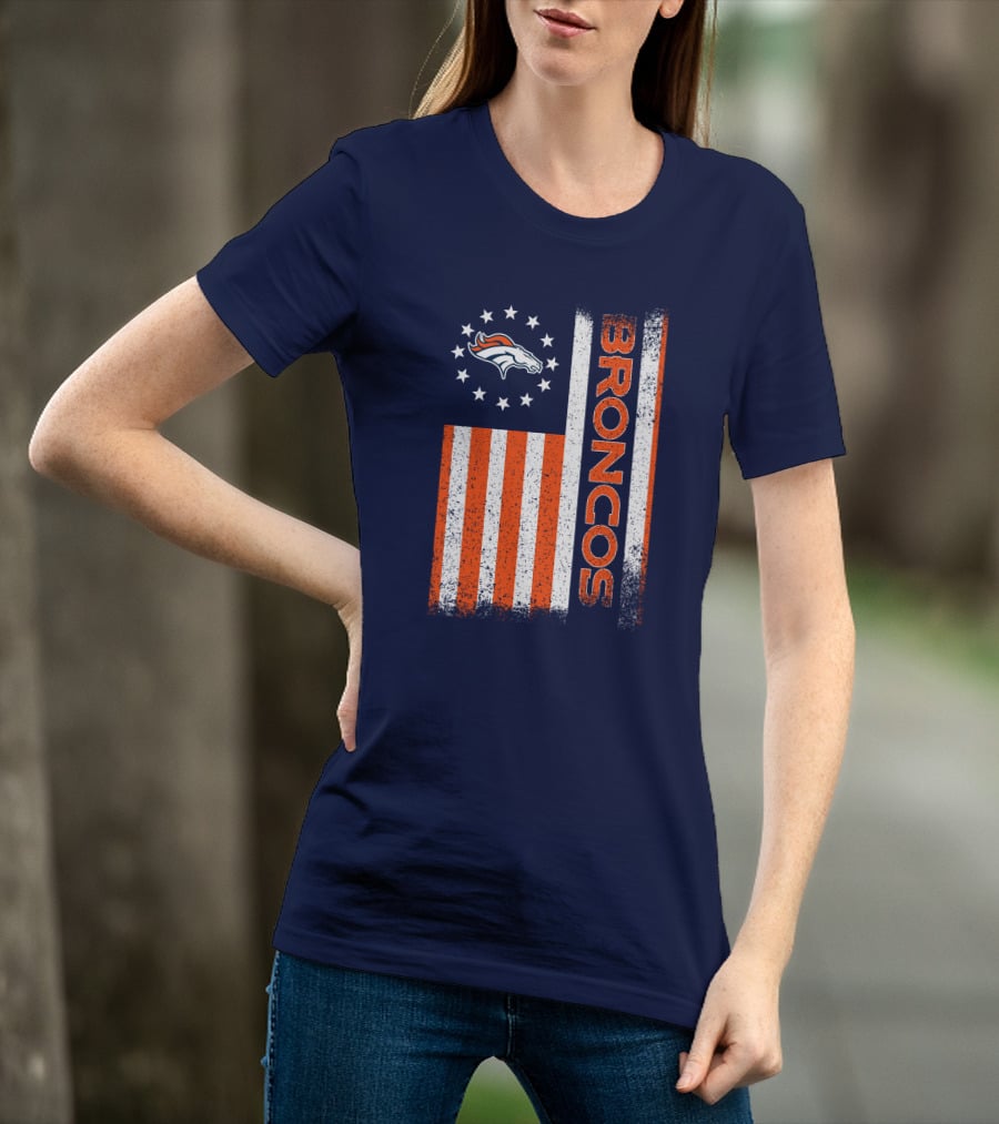 Denver Broncos Stars Stripes American Flag T-Shirt