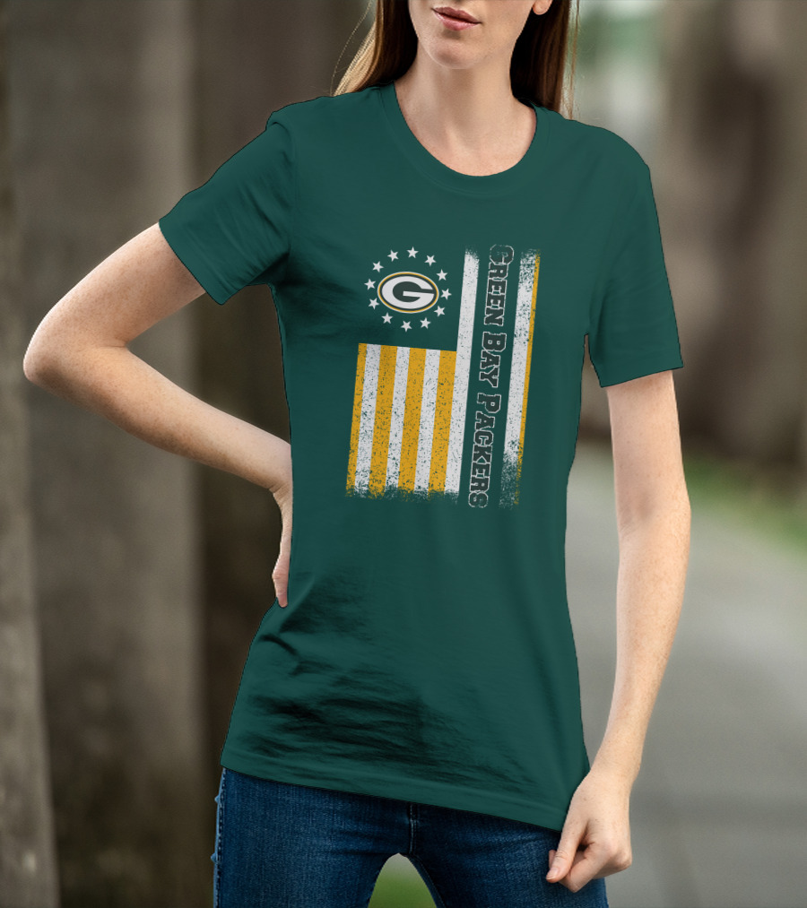 Green Bay Packers American Flag Stars Stripes T-Shirt