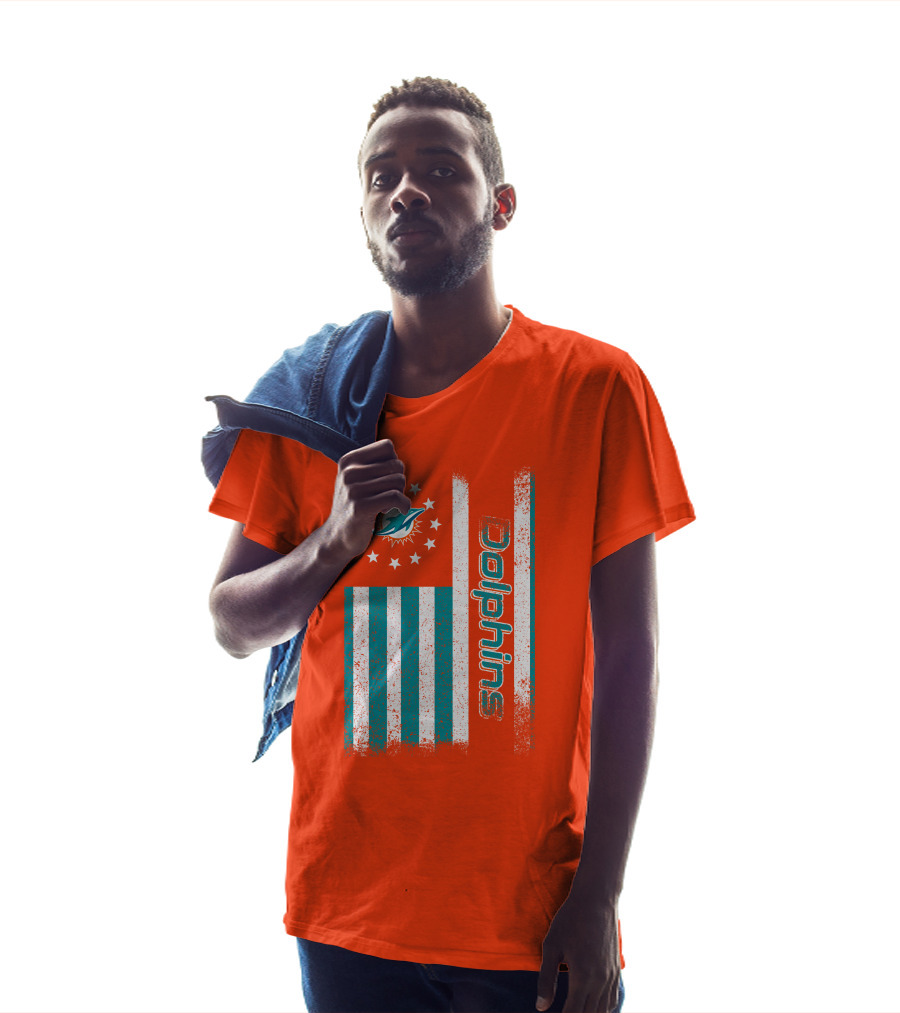 Miami Dolphins American Flag Dolphins Logo Stars T-Shirt
