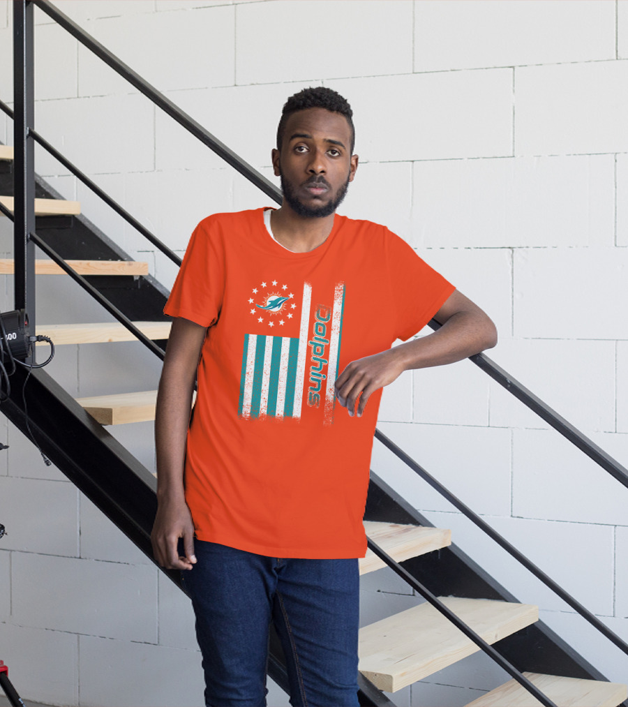 Miami Dolphins American Flag Dolphins Logo Stars T-Shirt