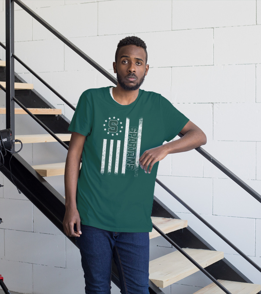 Michigan State Spartans S Logo Flag T-Shirt