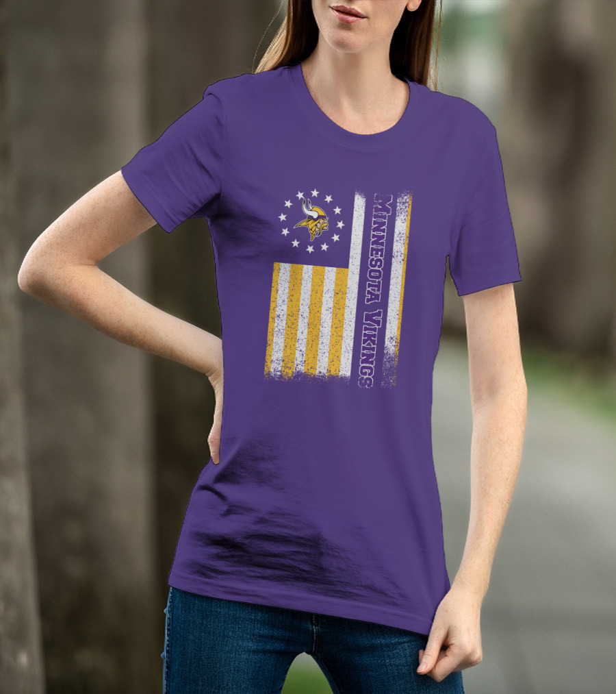 Minnesota Vikings American Flag Stars And Stripes T-Shirt