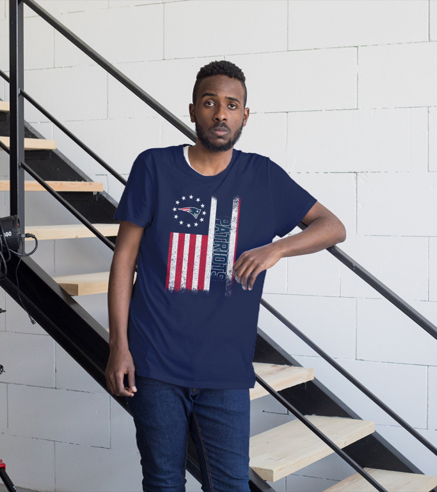 New England Patriots American Flag Patriots Logo Stars And Stripes T-Shirt