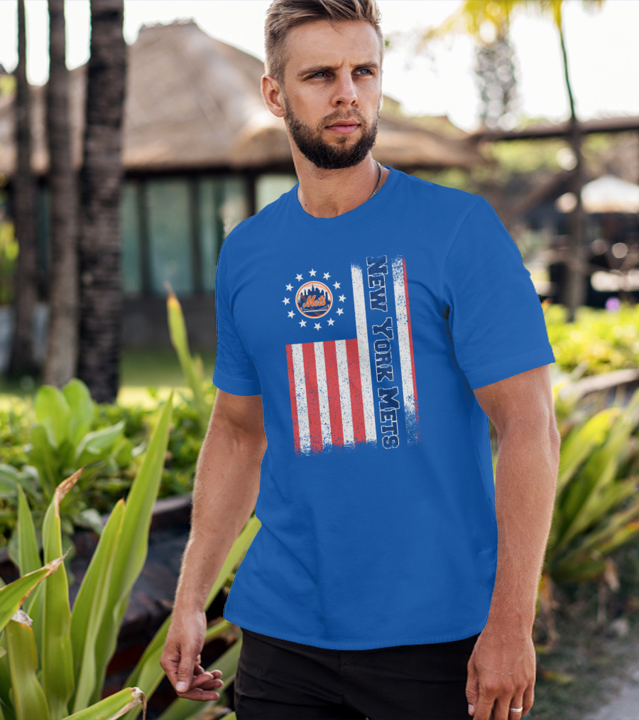 New York Mets American Flag Stars Stripes T-Shirt