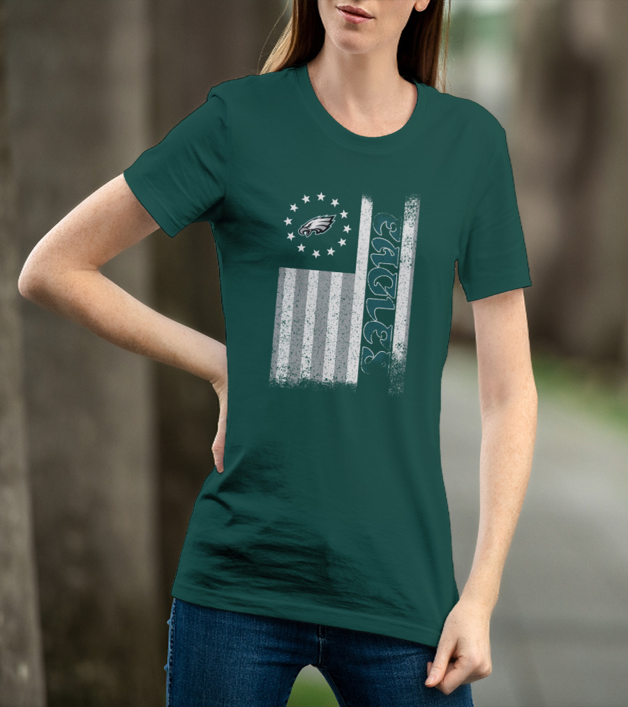 Philadelphia Eagles Stars And Stripes American Flag T-Shirt