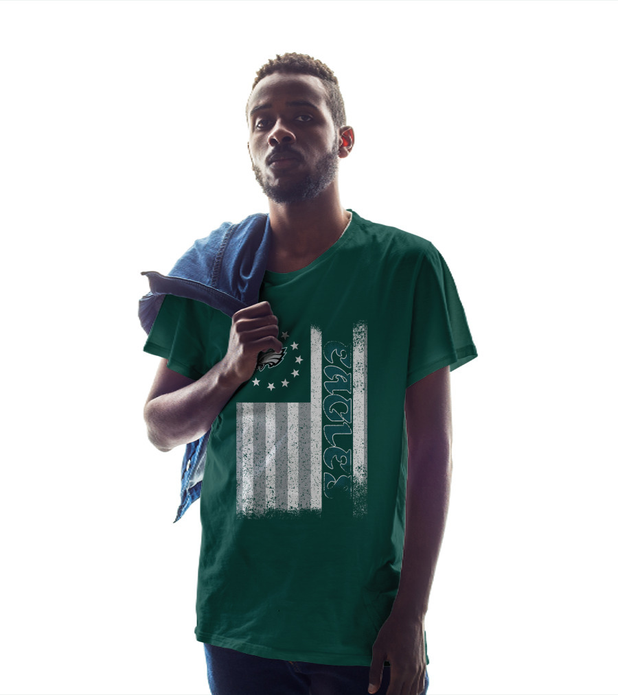 Philadelphia Eagles Stars And Stripes American Flag T-Shirt