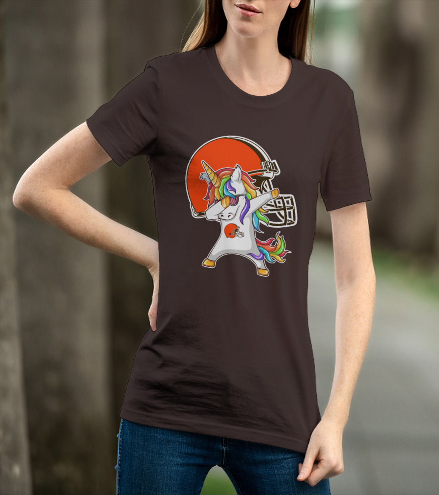 Cleveland Browns Unicorn Dabbing With Helmet T-Shirt