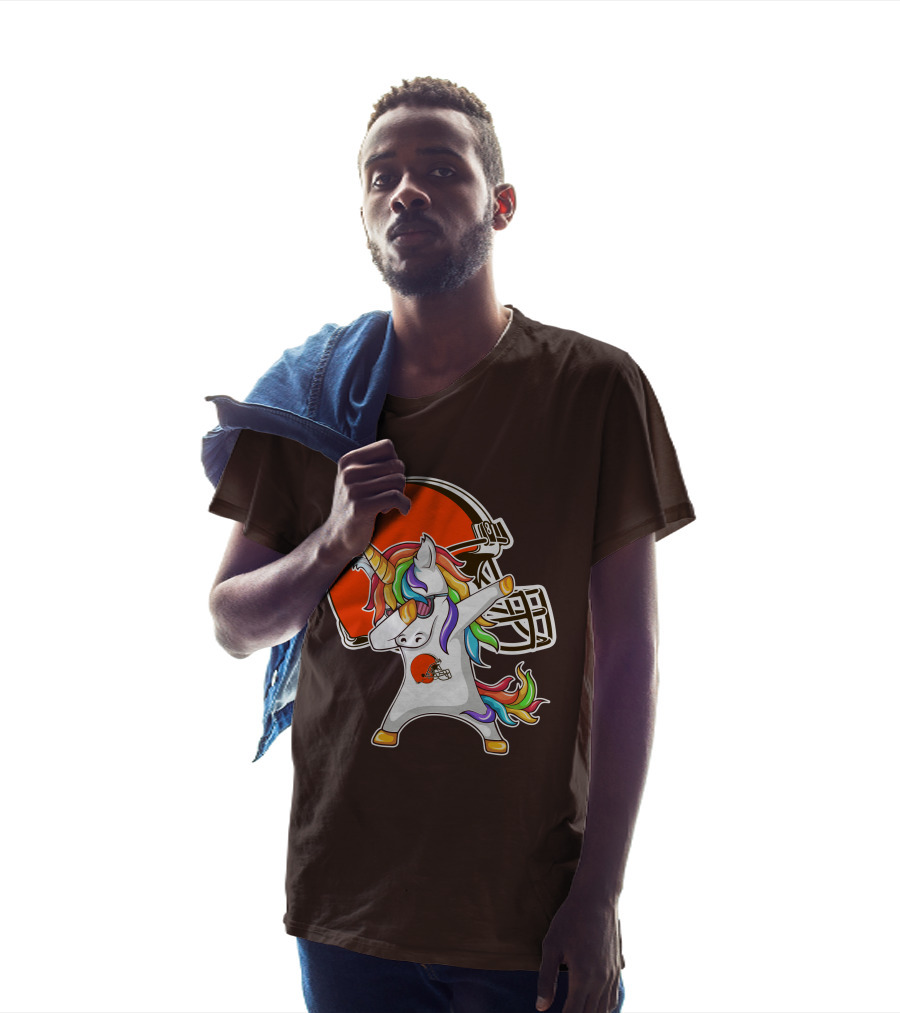 Cleveland Browns Unicorn Dabbing With Helmet T-Shirt