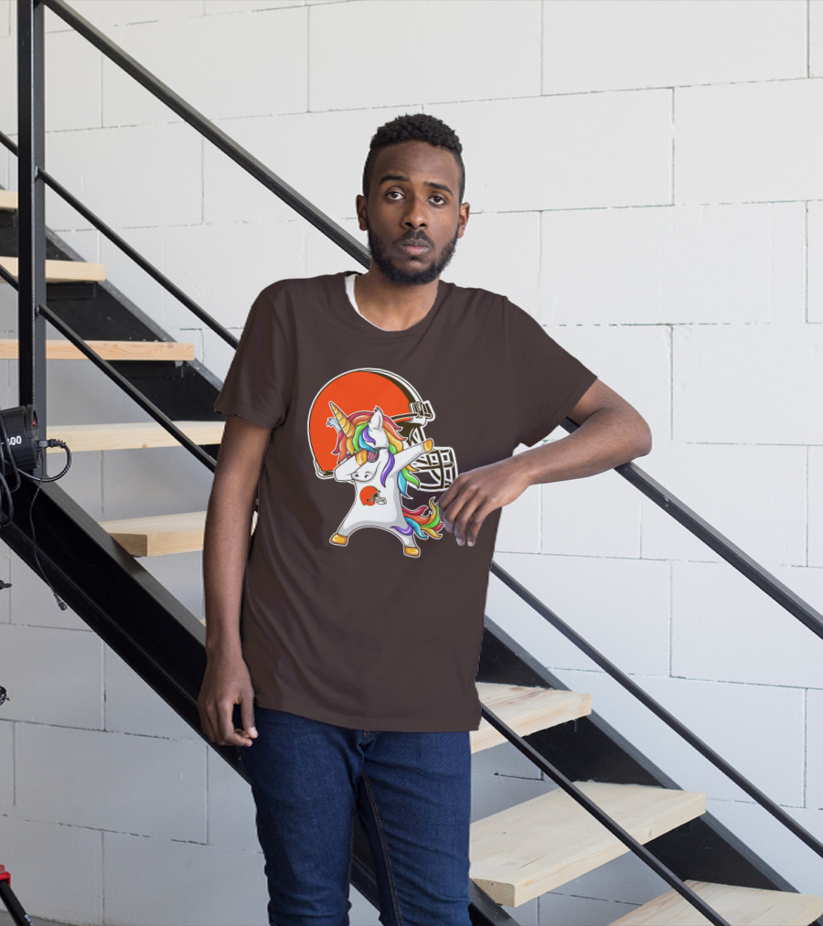 Cleveland Browns Unicorn Dabbing With Helmet T-Shirt