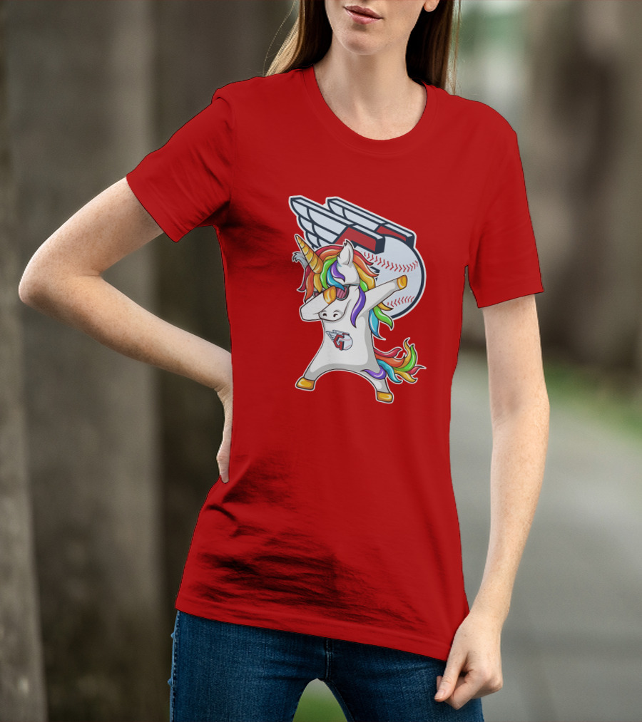 Cleveland Guardians Baseball Unicorn Dabbing With Winged Ball T-Shirt