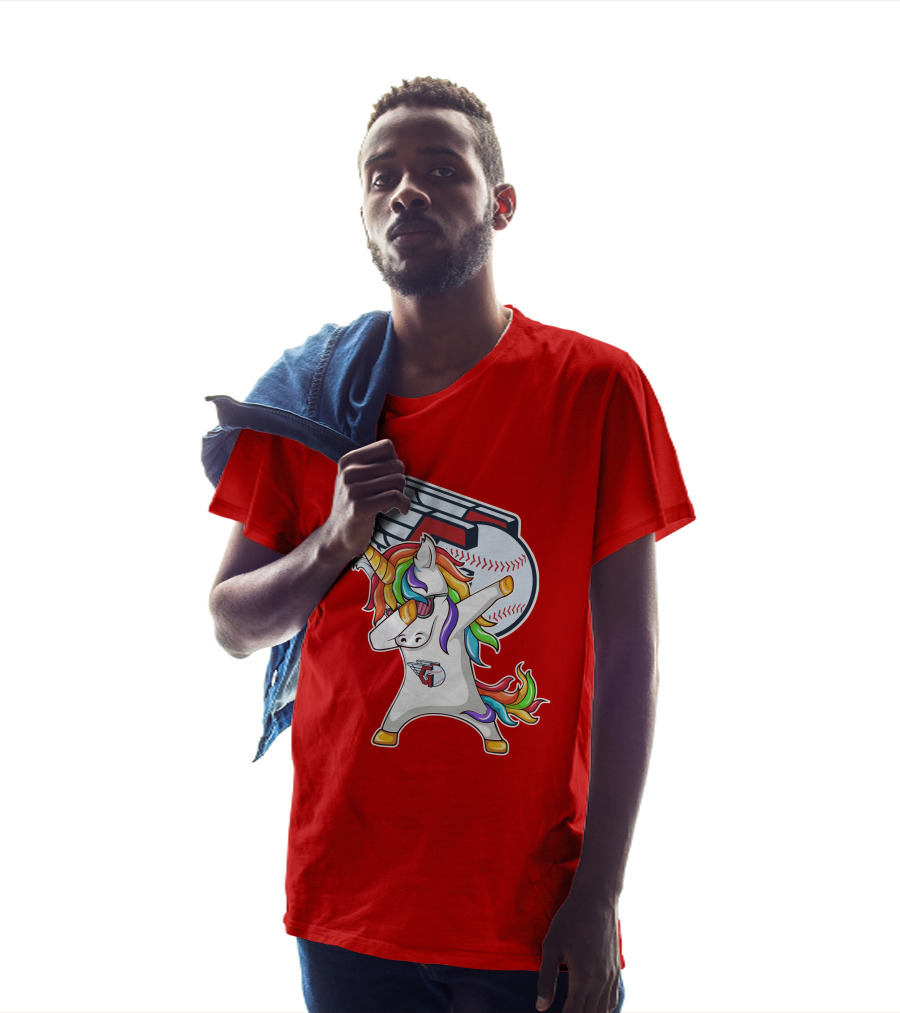 Cleveland Guardians Baseball Unicorn Dabbing With Winged Ball T-Shirt
