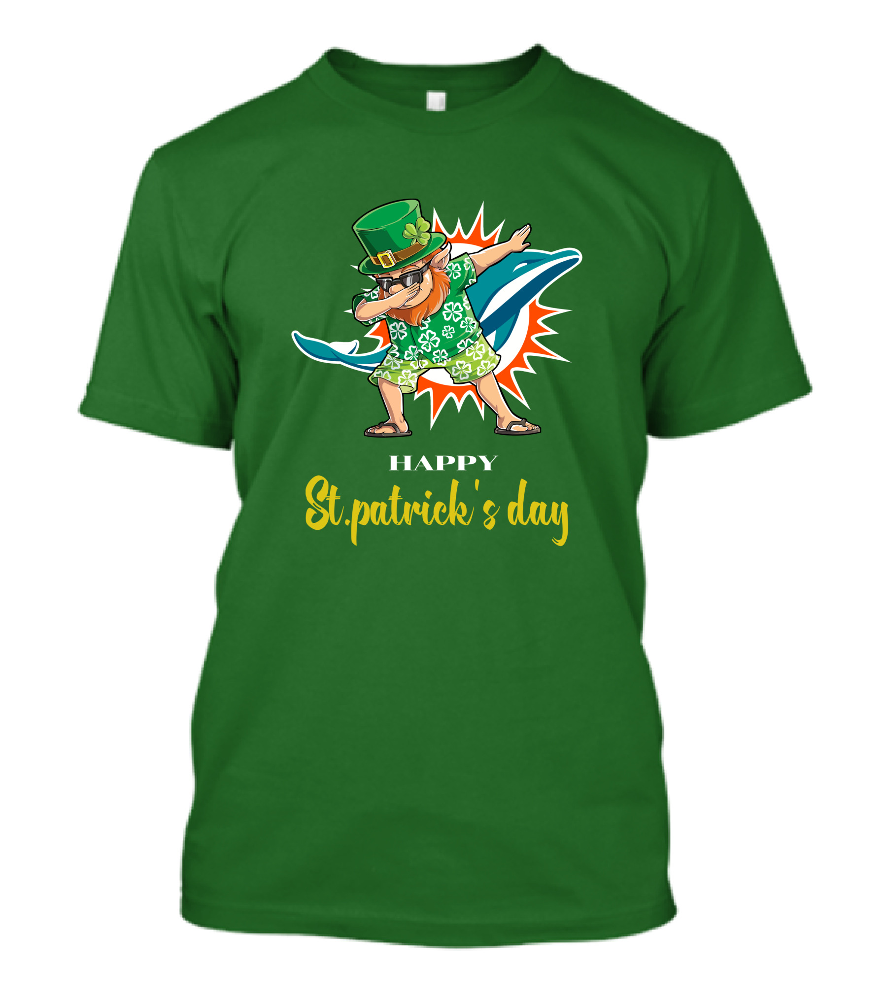 Happy St. Patrick's Day Miami Dolphins Dabbing Leprechaun T-Shirt