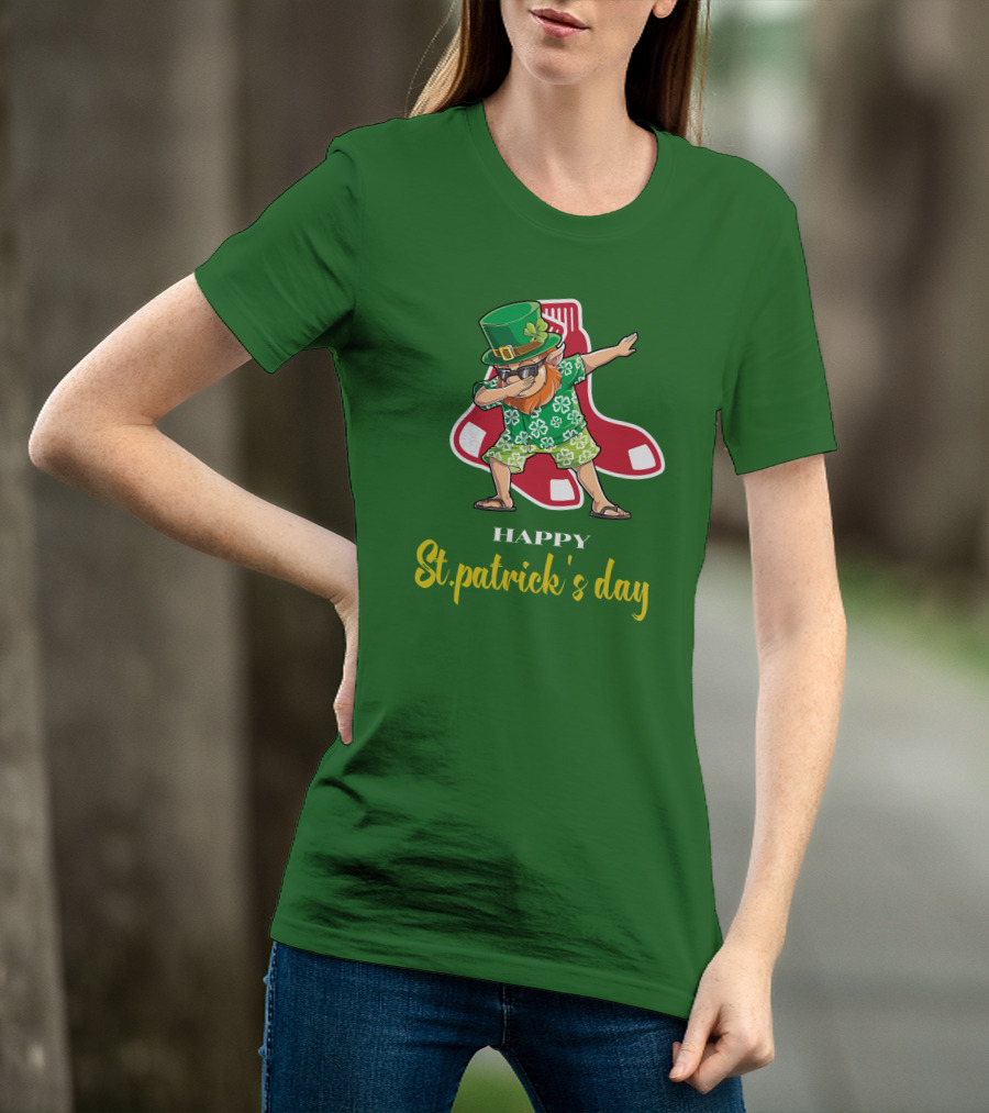 Happy St. Patrick's Day Boston Red Sox Dabbing Leprechaun T-Shirt