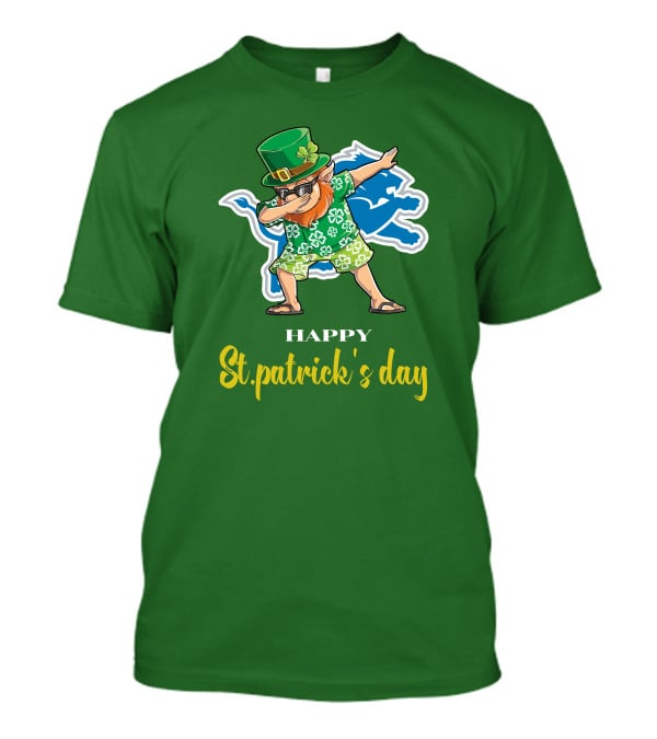 Happy St. Patrick's Day Dabbing Leprechaun Detroit Lions T-Shirt