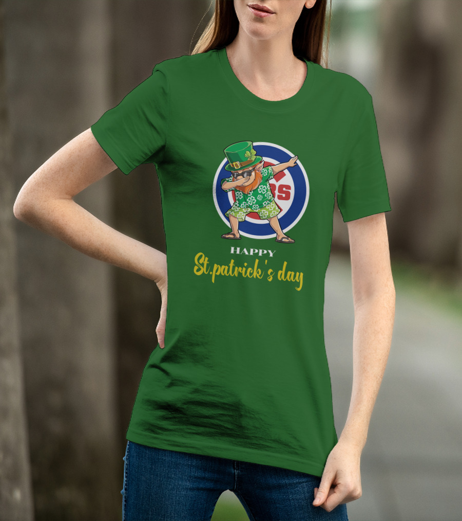 Happy St. Patrick's Day Chicago Cubs Dabbing Leprechaun T-Shirt