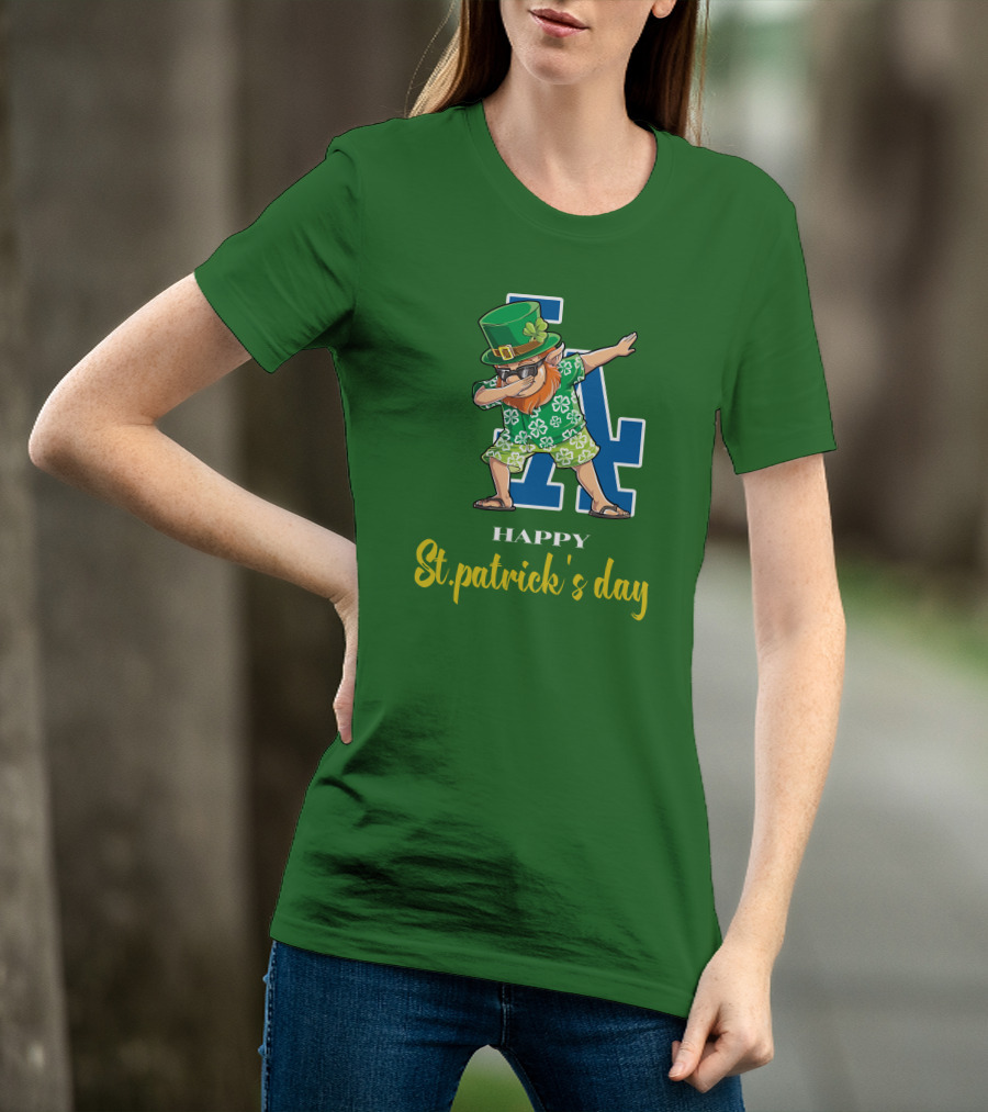 Happy St. Patrick's Day Los Angeles Dodgers Dabbing Leprechaun T-Shirt