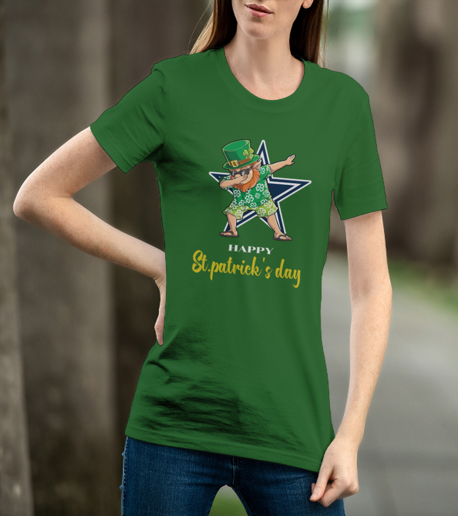 Happy St. Patrick's Day Dallas Cowboys Leprechaun Dabbing T-Shirt