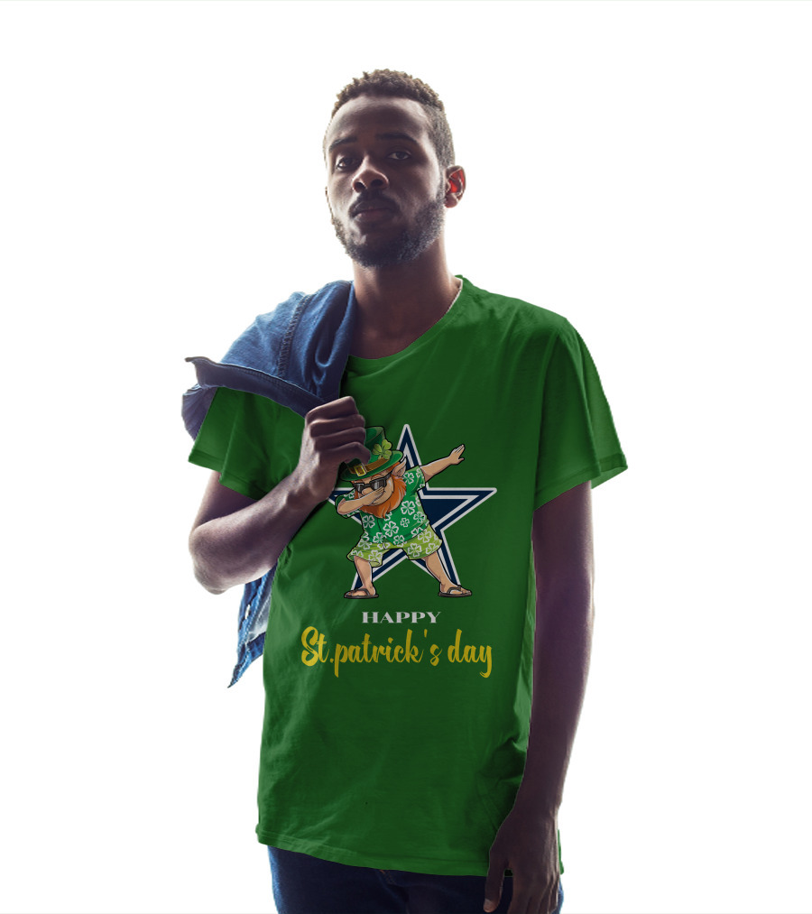Happy St. Patrick's Day Dallas Cowboys Leprechaun Dabbing T-Shirt