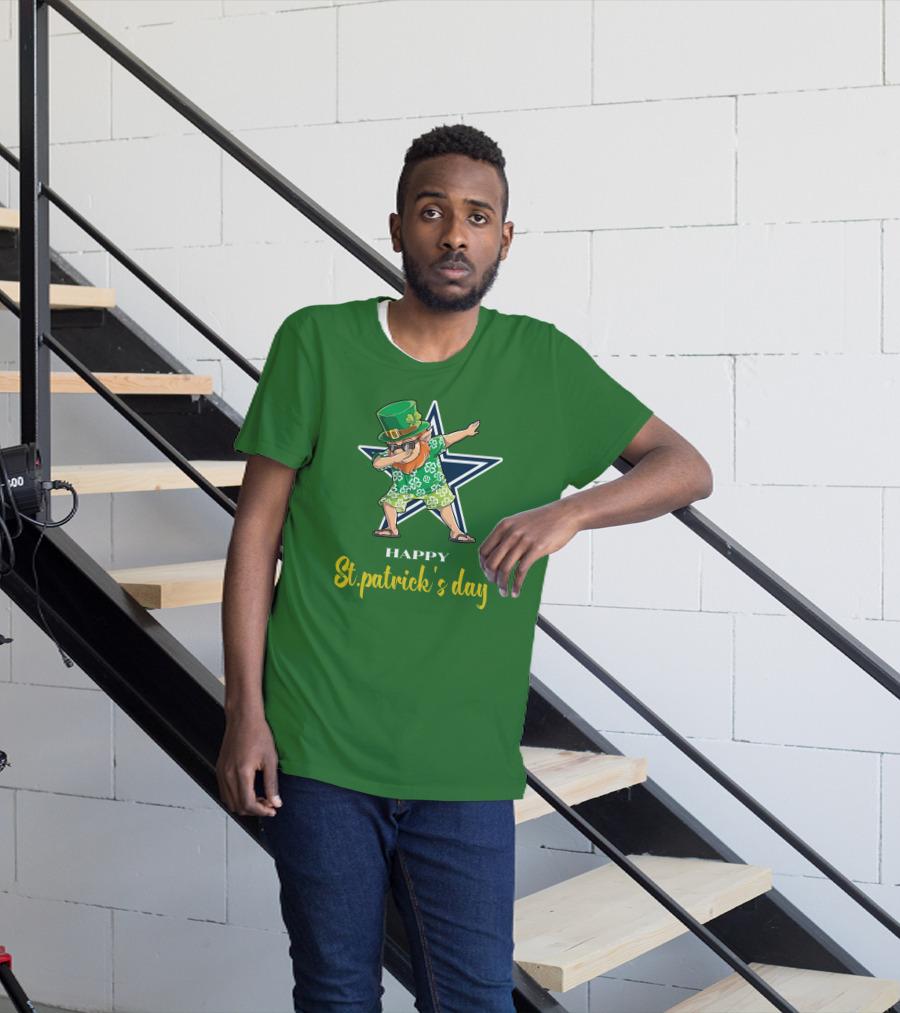 Happy St. Patrick's Day Dallas Cowboys Leprechaun Dabbing T-Shirt