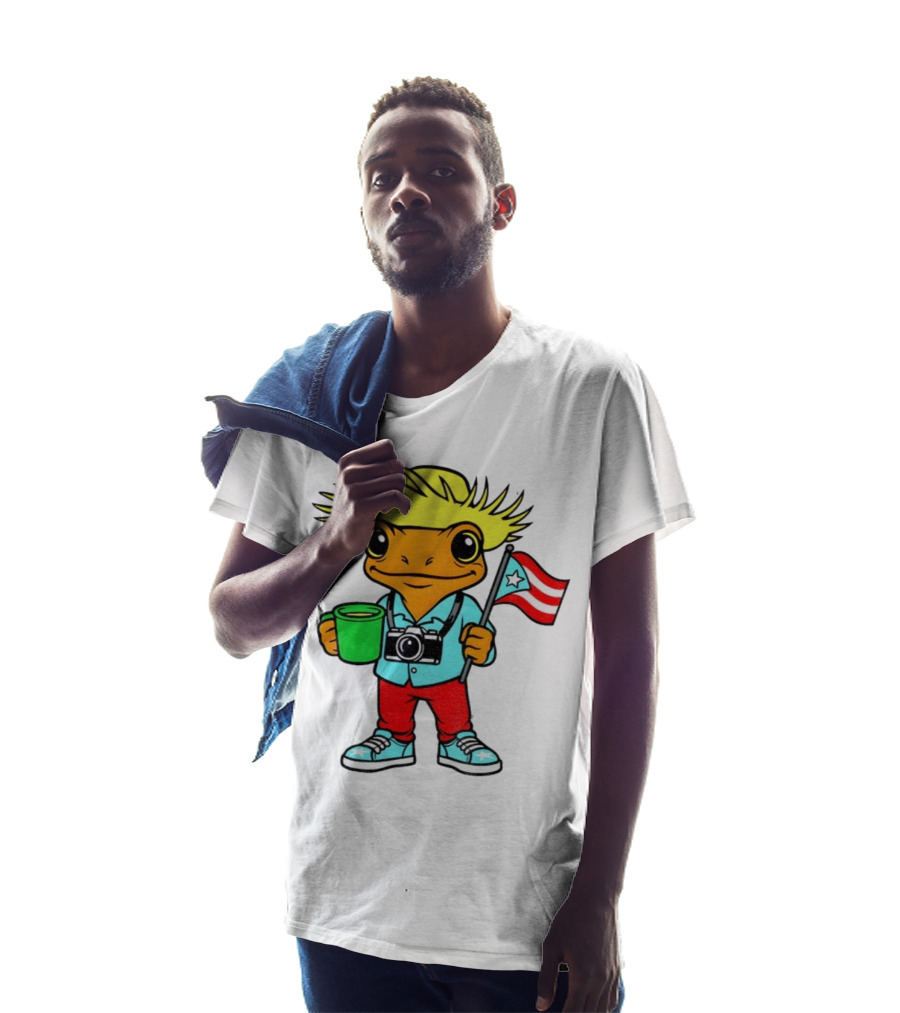 Bad Bunny Puerto Rico Super Bowl 2025 Coquí Character With Flag And Camera T-Shirt