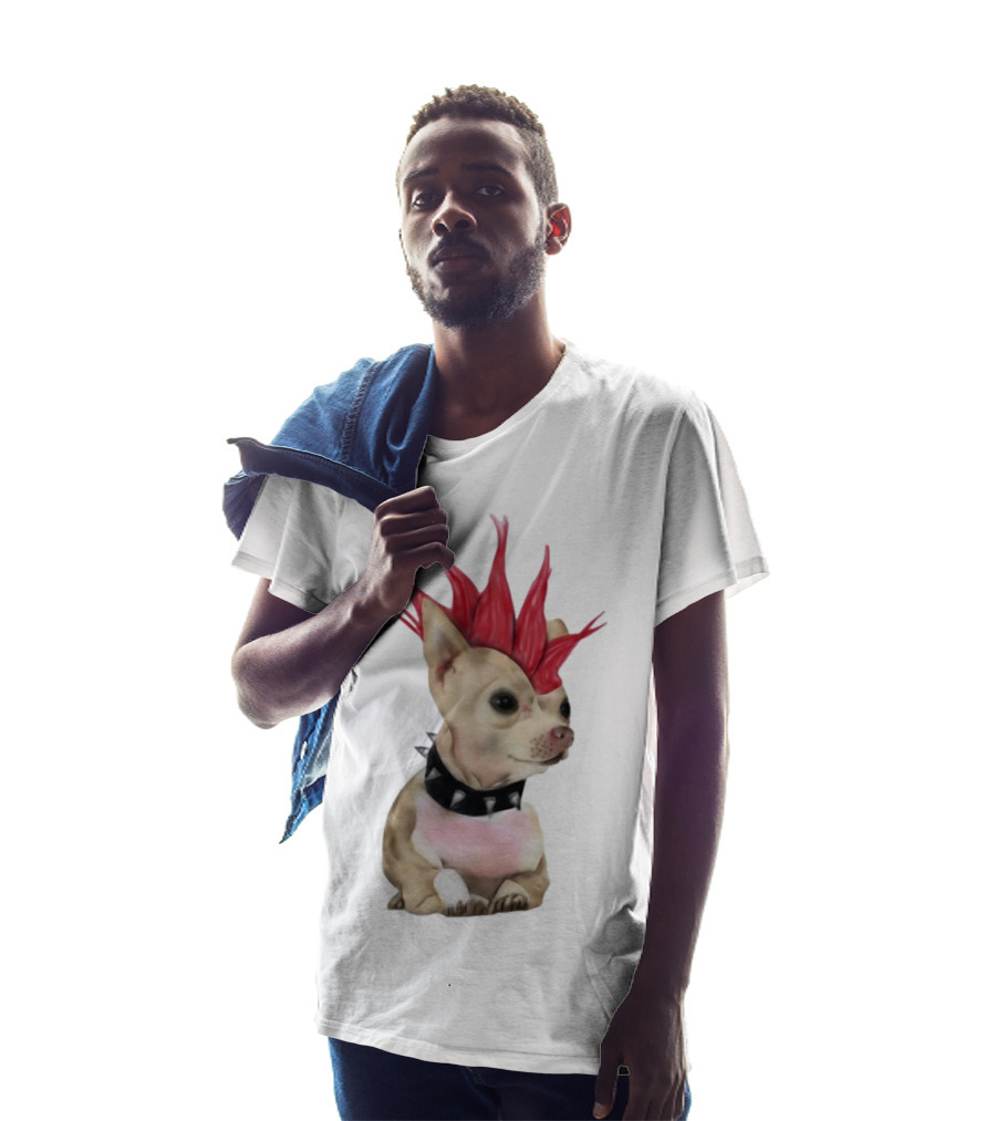 Alt Pup Punk Chihuahua Mohawk Spiked Collar T-Shirt